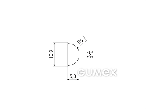 "D" Silikonprofil, 10,9x5,3/R5,1mm, 60°ShA, -60°C/+180°C, transparent, 